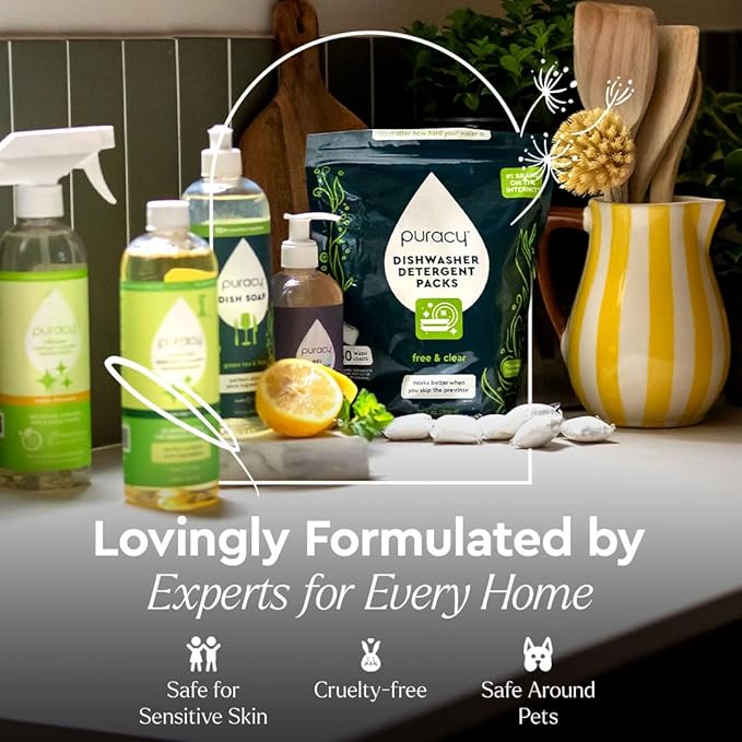 Puracy 99.9% Natural All Purpose Cleaner Concentrate - Makes 128oz Multi Purpose Cleaner - Green Tea & Lime - Surface Cleaner, Floor Cleaner, Kitchen, Cleaner, Bathroom Cleaner - Cleaning supplies