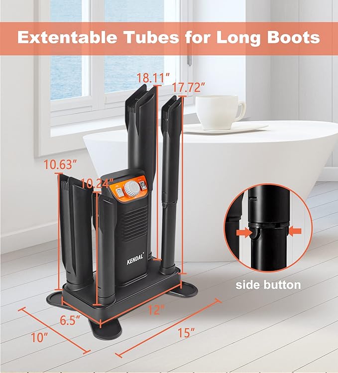Boot Dryer for Work Boots, Shoe Dryer and Ozone Deodorizer, Portable Ski Boot Dryer with Adjustable Tubes & Timer, Ultra Silent, Quick Drying for Ski Boots, Sneakers, Gloves, Hats, Helmets
