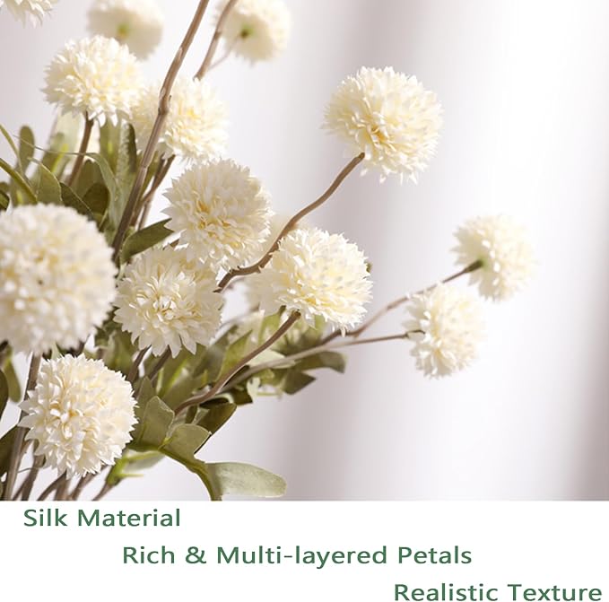 Faux White & Pink Kiku Flower, 10 Stems with 5 Heads Each & 4 Branches Eucalyptus Stems, Artificial Small Mini Chrysanthemum Flowers for Aesthetic Room Decor, Floral Arrangements Centerpiece