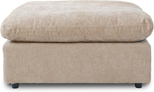 JACH Modular Ottoman Seater for Living Room, Cushion Covers Removable, Minimalist Comfy Footstool, Breathable Ottoman for Living Room Apartment (Khaki)