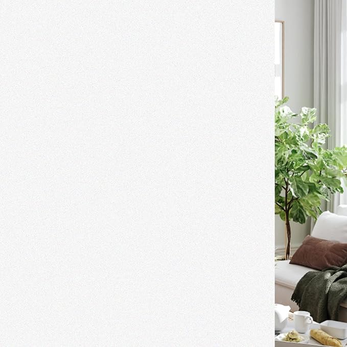 HIDBEA Frosted Window Privacy Film Non-Adhesive, Reusable UV Protection Window Glass Films Colorful Self Static Cling Removable Window Stickers (White Frosted, 17.7 Inch x 8.2 Feet)