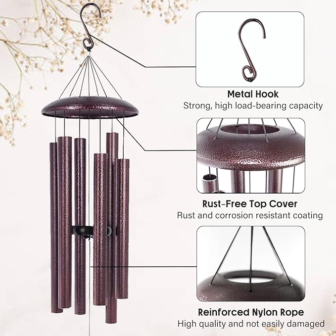 ASTARIN 36" Large Deep Tone Personalized Sympathy Wind Chimes, Memorial Wind Chime for Loss of Mother Father Loved One, Bereavement Gifts Decor Outdoor Patio Garden Graveyard(Produced in USA)