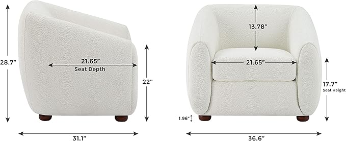 Modern Accent Chair for Living Room, Upholstered Armchair with Boucle Fabric, Single Sofa Chair with Solid Wood Legs, Boucle, Dark Grey