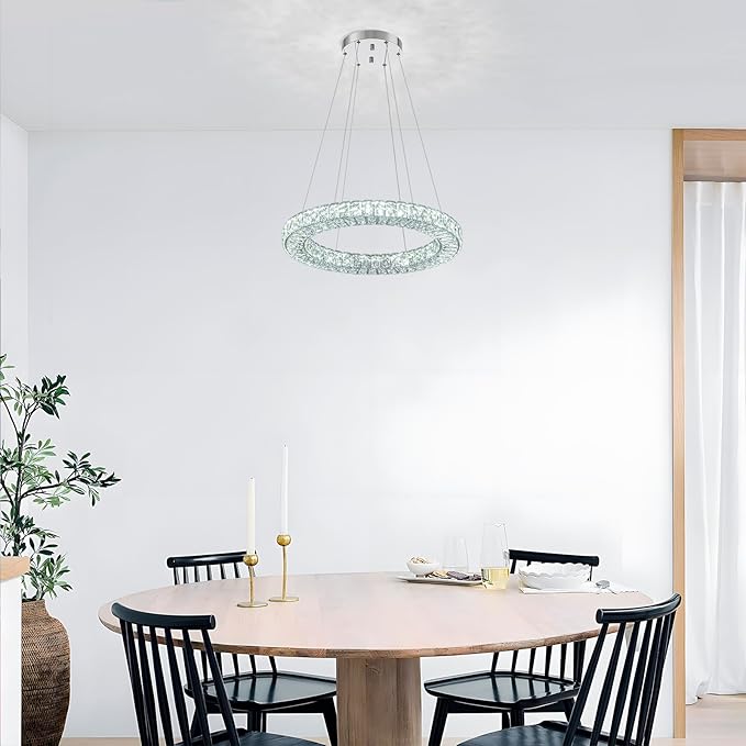 22" Chandelier Crystal Chandeliers Ceiling Light Fixture with Remote Control Flush Mount Ceiling Lights for Living Room Dining Room Bedroom(dimmable)