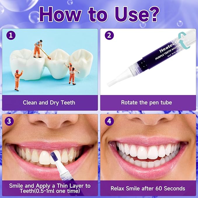 Teeth Whitening Pen 3 Packs Purple Toothpaste for Teeth Whitening Gel Color Correcting Whiter Gels Pen for Sensitive Teeth Essence Pen for Coffee/Smoking Stains