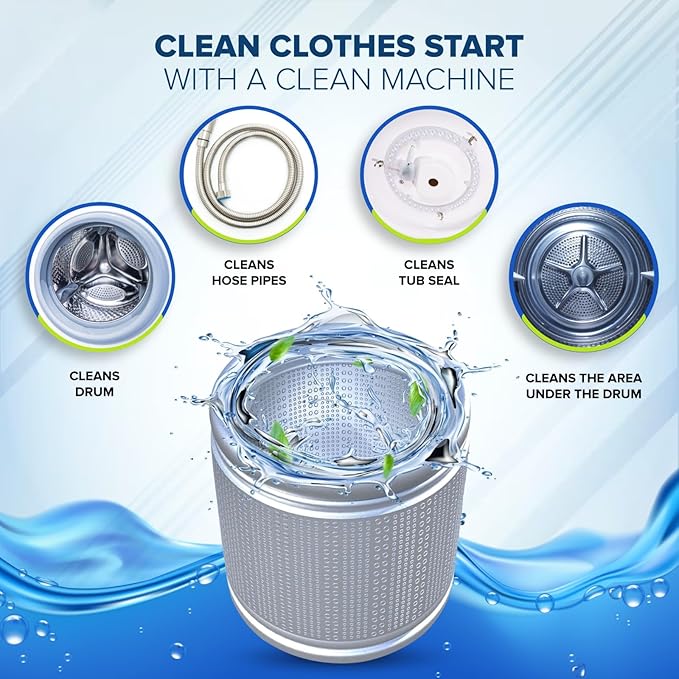Washing Machine & Dishwasher Cleaner Tablets, 50 Count, Unscented, Compatible with Front/Top Loader & HE Washers, Removes Residue, Stains, Grime & Limescale, 12-Month Supply