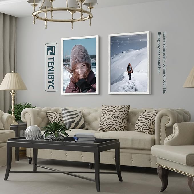 20x30 Poster Frame Set - 3 Pack, Textured White Solid Wood Picture Frame, Wall Gallery Frame - Wall Hanging