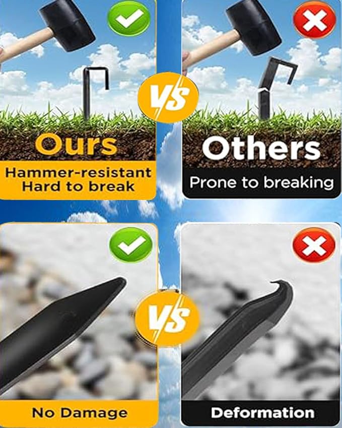 24Pcs Metal Garden Landscape Edging Stakes Black,10in anchoring Stakes Landscape Anchoring Spikes for Terrace Board, Grass Barrier, Landscape Edging Coil, Garden Liner, Bender Board