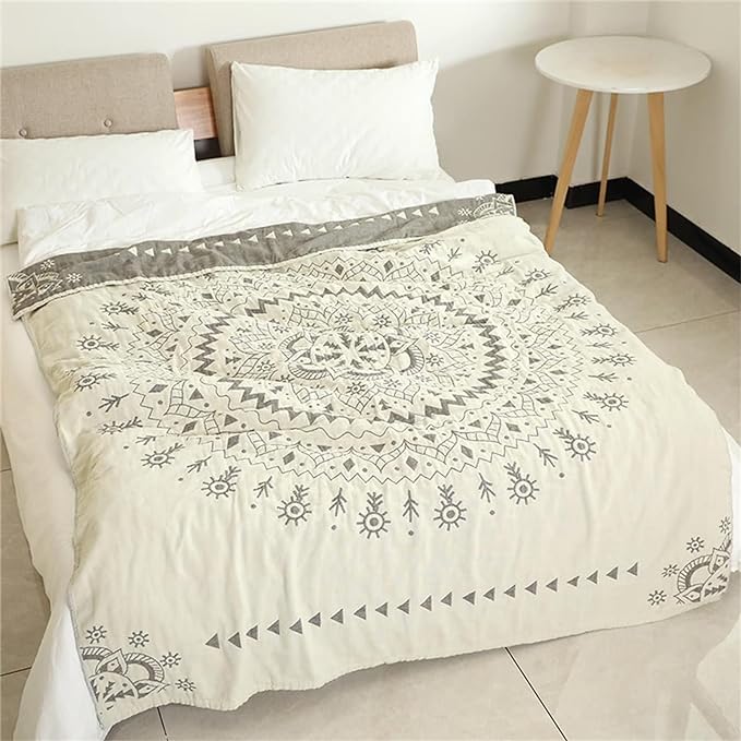 MSGKV Woven Boho Throw Blanket for Couch 100% Cotton Blankets,Versatile KnitWoven Blanket, Super Soft Warm & Decorative Blanket for Chair Bed Sofa and Living Room, 60''Wx 80''L