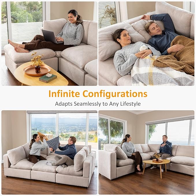 Modular Sectional Sofa, Convertible Sofa Couch Modular Sofa with Ottoman, Sectional Sofas for Living Room Small Apartments
