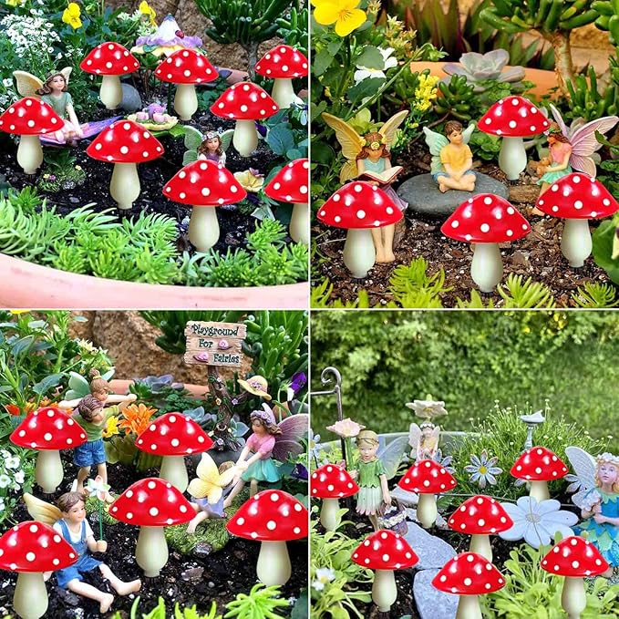 8-Pack Red Solar Mushroom Lamp, 8 Modes, Outdoor Waterproof, for Garden Decor, Christmas, Halloween, Yard, Lawn