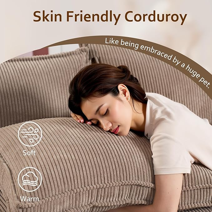HOOOWOOO Modular Sectional Sofa Couch,Matching Free Combination Cloud Couch Right Arm Chair(Camel Corduroy)