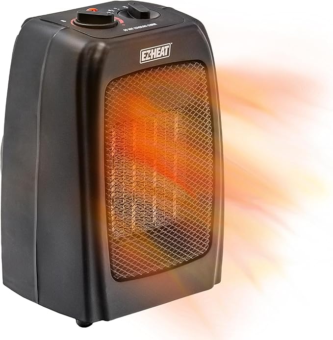 Electric Ceramic Portable Space Heater with Thermostat and Fan, Built-in Overheat Sensor, and Safety Tip-Over Switch, ST-MTPTC113