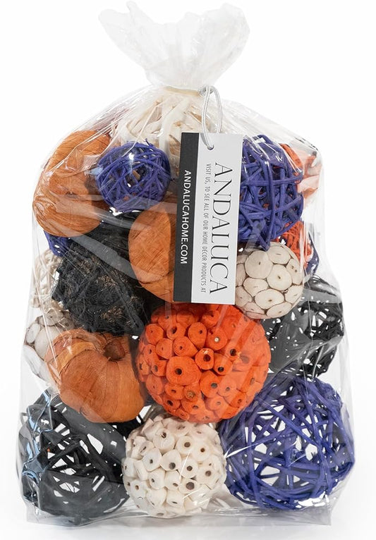 ANDALUCA Decorative Balls Halloween Bowl Filler Home Decor (Purple Orange)