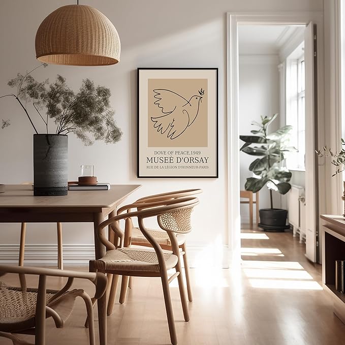 Poster Master Vintage Poster - Retro Minimalist Print - Gift for Artist, Friend - Dove Of Peace, Line Drawing, Sketch, Abstract - Wall Decor for Living Room, Bedroom, 18x24 Unframed Wall Art