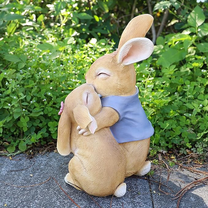 Garden Rabbit Statue Outdoor Decor Resin Funny Bunny Figurines for Outdoor Patio Lawn Yard Art Decoration Christmas Housewarming Gift