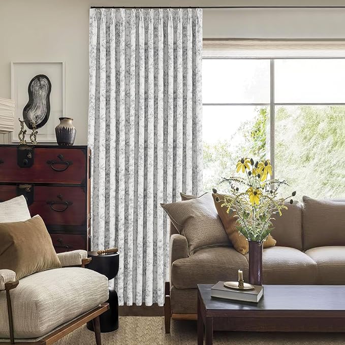 Pinch Pleated Vintage Floral Curtains - Room Darkening Drapes for Bedroom Living Room.2 Panels,60 Inches Wide 96 Inches Long