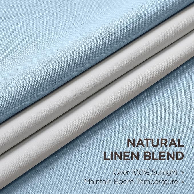 Joydeco Pinch Pleated Linen Curtains for Living Room, 100% Blackout Curtains 84 inches Long 2 Panel Thermal Insulated Pinch Pleat Drapes(Chambray Blue,40'' Wx84'' L)