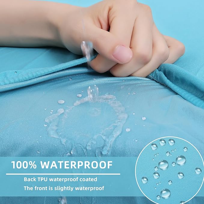 hyha Waterproof Couch Cushion Covers, Stretch Sofa Couch Seat Slipcover for Dog Washable, Non-Slip Waterproof Outdoor Cushion Covers for Patio Furniture Replacement (2 Pieces, Peacock Blue)