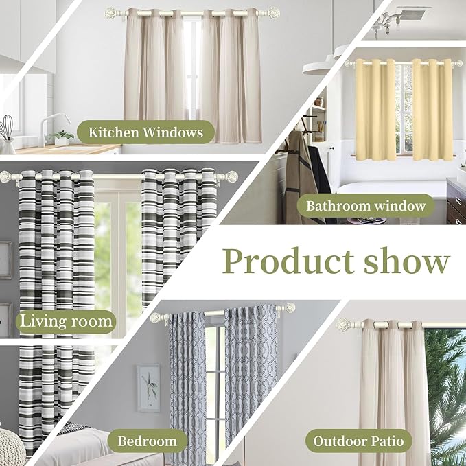 White Farmhouse Curtain Rods for Windows:18-45" Heavy Duty Adjustable Curtain Rod for Bedroom Living Room,Boho Decorative Rustic Drapery Rods with Vintage Coastal Texture Finials,Antique White