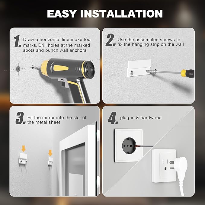 Hasipu LED Bathroom Mirror with Lights, 32" x 32" Hollywood Wall-Mounted Bathroom Mirror with 16 Dimmable Bulbs, 3 Colors Modes, Touch Control, Anti-Fog, Memory Function, Shatter-Proof, ETL Listed