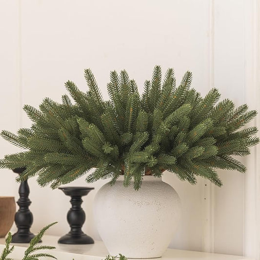 MISSPIN 12 Pcs 19.5 Inches Christmas Cedar Branches, Cedar Artificial Christmas Branches DIY Crafts Faux for Xmas Indoor Outdoor Home Decor