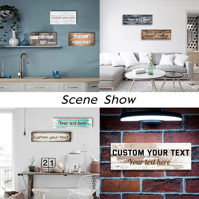 LZIMU Personalized Quotes Sign Wall Decor Custom Canvas Sign with Your Text Customized Gift for Rustic Kitchen Farmhouse Decor Framed (8"x32")