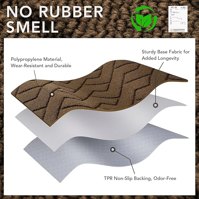 hicorfe Front Door Mat Outside Entrance,24"x35" Absorbent Muddy Dirt Resist Welcome Door Mats Outdoor Indoor,Stain and Fade Resistant,Non Slip Backing Entry Mat Doormat for Entryway (Dark Brown)