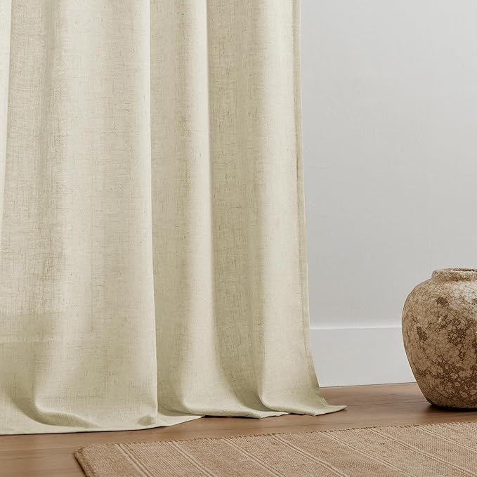 Joydeco Linen Curtains 72 Inch Length 2 Panel Sets,Light Filtering Curtains for Bedroom 52 Inch Wide Living Room Drapes with Back Tabs & Rod Pockets (W52 x L72 Inch, Linen)