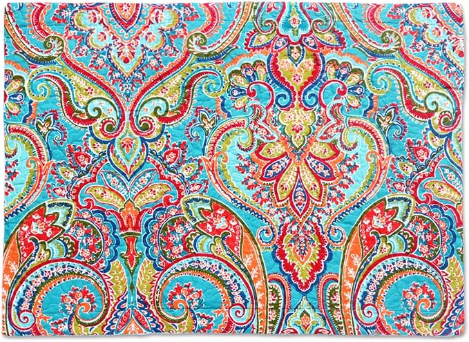 NEWLAKE Quilted Cotton Bed Pillowcases,European Gorgeous Floral Pattern, 2 Pieces, 20x36 Inch