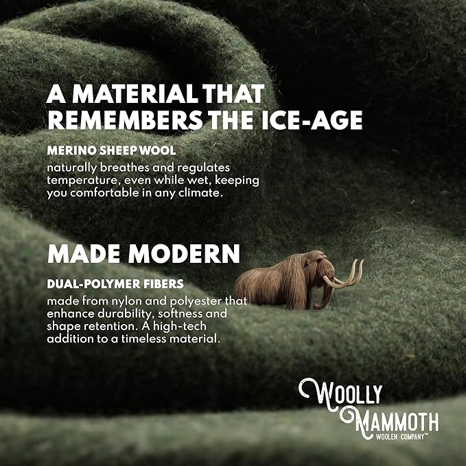 Woolly Mammoth Woolen Company Camping Wool Blanket - 66 in x 90 in Black & Cream Plaid - Heavyweight Merino Wool Outdoor Throw Blanket & Bedroll - Insulating Warm for Winter, Picnic & Travel