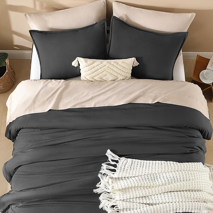 Litanika Grey Comforter Set Twin/Twin XL Size, 2 Pieces Lightweight Plain Bedding Comforter Set, All Season Fluffy Bed Set (66x90In Comforter & 1 Pillowcase)