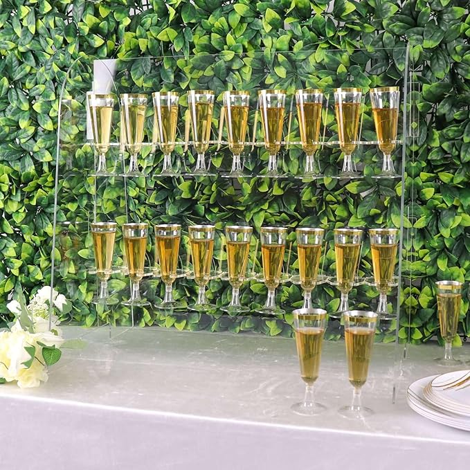 Tableclothsfactory 25" Clear Acrylic 2-Tier Wine Glass Stemware Rack, Champagne Flute Holder with Stand