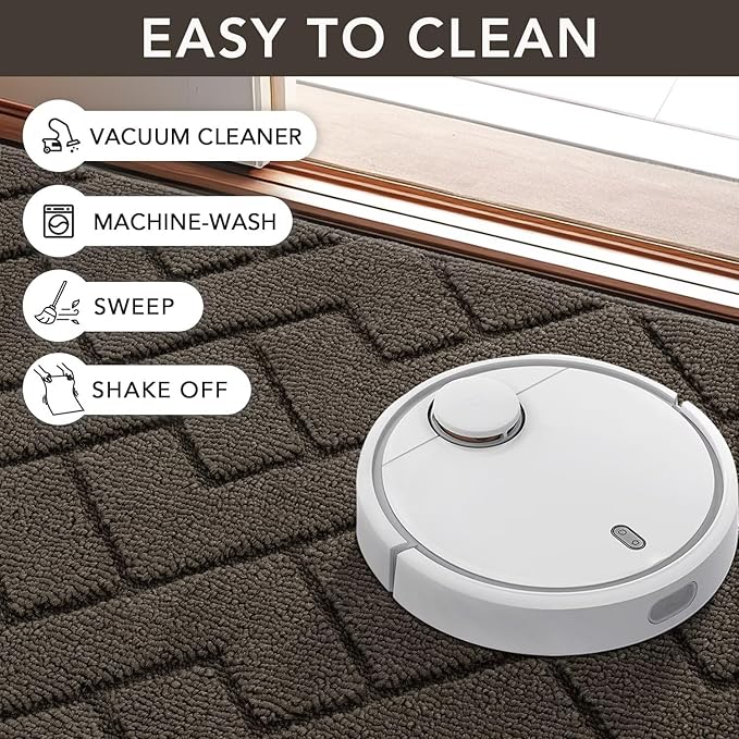 hicorfe Indoor Door Mat,Non Slip Door Mats,32"x48" Front Back Door Mat Rubber Backing,Absorbent Resist Dirt Entrance Inside Floor Mats for Entryway Washable Low-Profile(Latte)