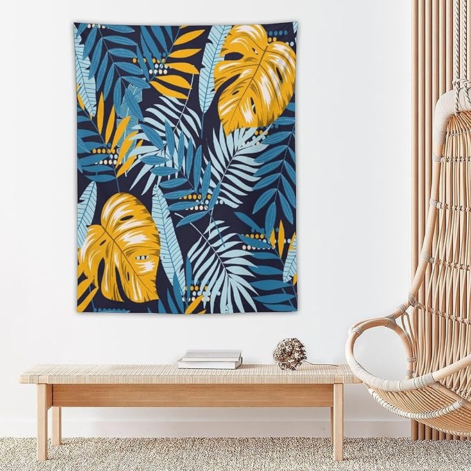 ICMOLYYENLO Palm Leaf Tapestry Wall Hanging, Tropical Leaves Plant Jungle Green Hawaiian Art Home Decor for Guest Bedroom Living Room Dormitory 30" x40