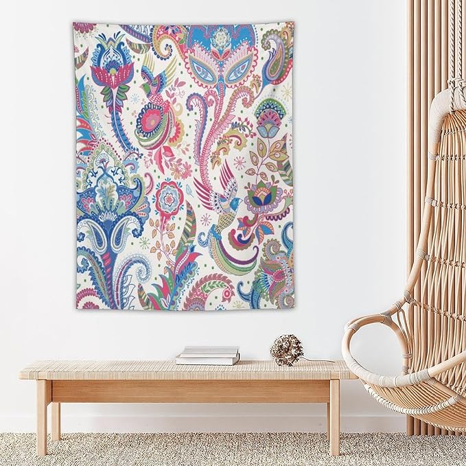 ICMOLYYENLO Boho Green Leaves Tapestry, Mid Century Abstract Tropical Palm Leaves Modern Minimalist Geometric Wall Hanging, Neutral Home Decor Art for Living Room Bedroom Dorm 50x60 Inch