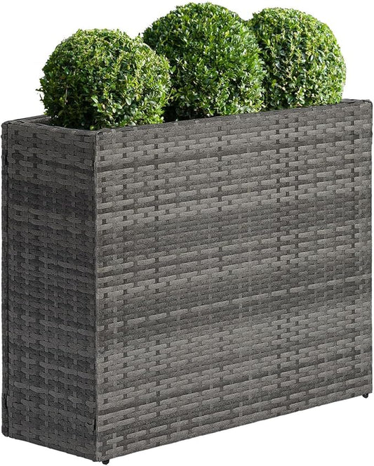 SUNNYPARK Tall Rectangular Planter with Removable Liner, All-Weather PE Rattan Large Modern Planters Indoor Outdoor Flower Plant Pots Garden Box Patio Yard Front Porch Deck