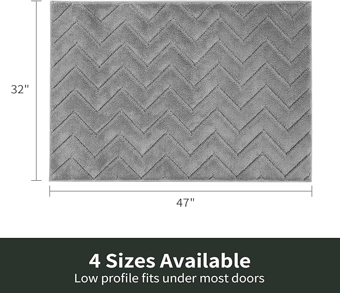 Stiio Dirt Trapper Door Mat 32x47 Inches, Front Doormat Indoor Outdoor Entrance Low Pile, All-Season, All-Weather Absorbent Entry Rug, Washable Non Slip Rug for Entryway, Grey