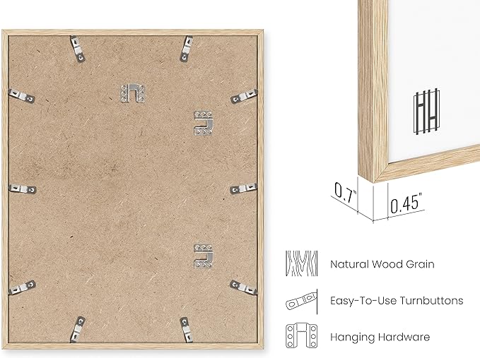 HAUS AND HUES Beige Wood Oak 16x20 Picture Frame, Set of 3 - Modern Wood Wall Art Display - Lightweight 16x20 Frame Set of 3 for Art Prints, Photos, Posters - Ready-to-Hang Vertically & Horizontally