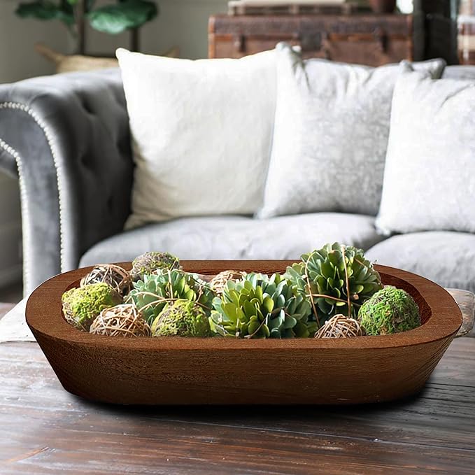 Royxen 8 Pack Wood Dough Bowl, Wooden Dough Bowls Paulownia, Rustic Bowl Vintage, Bowls for Candle (Brown, 9.7" x 6")