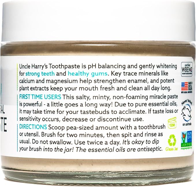 Uncle Harry's Anise Remineralizing Toothpaste | Natural Whitening Tooth Paste Freshens Breath & Promotes Enamel | Vegan Fluoride Free Toothpaste
