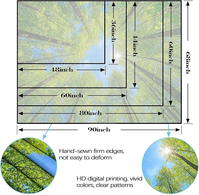 AMM Nature Forest Tree Celling Tapestry Lush Green Treetops Sunlit Tapestry for Bedroom Aesthetic Sky Sunlight Canopy Leaves Landscape Tapestries Wall Hanging for Living Room Dorm Office 48 x 36 Inch