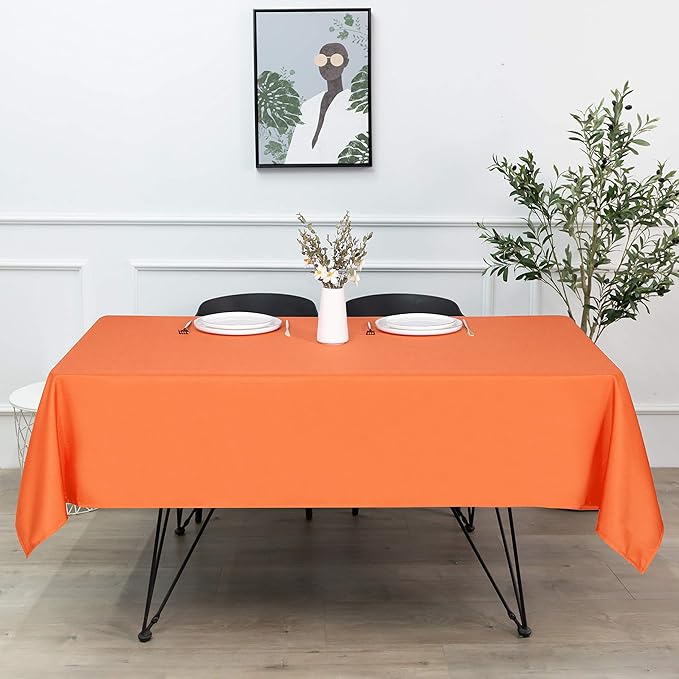 sancua Square Tablecloth - 54 x 54 Inch - Stain and Wrinkle Resistant Washable Polyester Table Cloth, Decorative Fabric Table Cover for Dining Tables, Buffet Parties and Camping, Orange