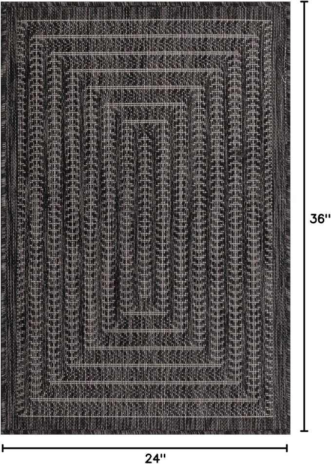 Adiva Rugs Outdoor Indoor Area Rug, Weather Resistant, Easy to Clean, Stain Resistant Floor Mat for Dining Room, Backyard, Deck, Patio (Pebble Weiss, 2' x 3')