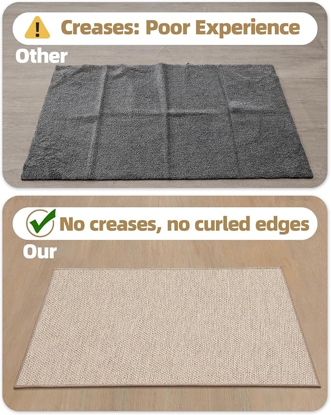 Color&Geometry Front Door Mat Indoor 32"x48", Ultra Non Slip Rubber Backed Dirt Trapper, Low Profile Thin washable, Easy Clean Entry Entryway Rug Door Mat Indoor Entrance, Khaki (Rolled-up NO Creases)