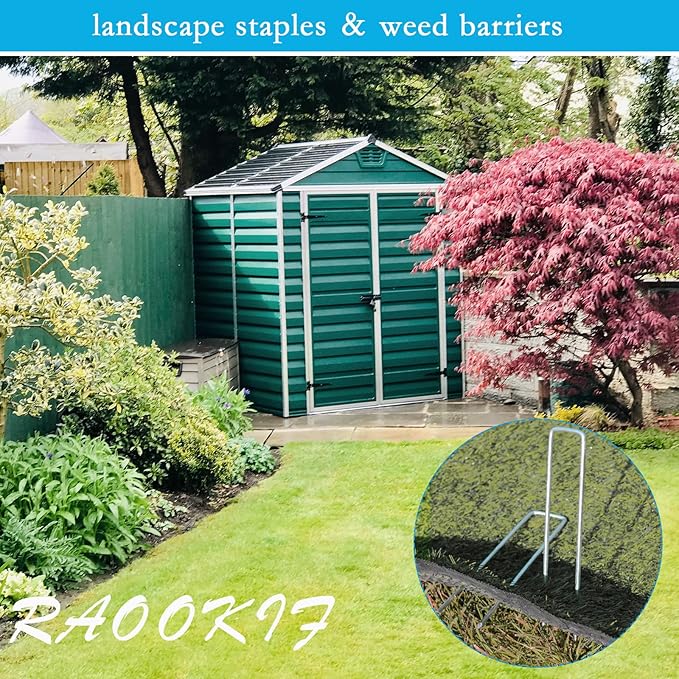 RAOOKIF 12 Inch Galvanized Garden Landscape Staples, 20/50/100/200Pcs Garden Metal Stakes, 11 Gauge Heavy Duty Ground Stakes for Decoration, Fence and Lawn Use, Fabric Pins (50, 12 Inch)