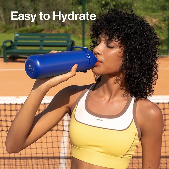 Insulated Water Bottle with Straw Stainless Steel Water Bottle, Leak-Proof, BPA-Free, Double Wall Vacuum Keeps Cold for 24 Hours for Sports, Travel, School (18 oz, Royal Blue)