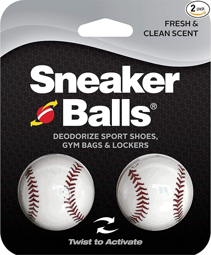 Sneaker Balls Odor-Fighting Shoe Fresheners, Eliminates Unpleasant Smells, Perfect For Sneakers, Gym Bags, Gear Bags, Drawers, Lockers, And More!, Baseball, 2 Pack