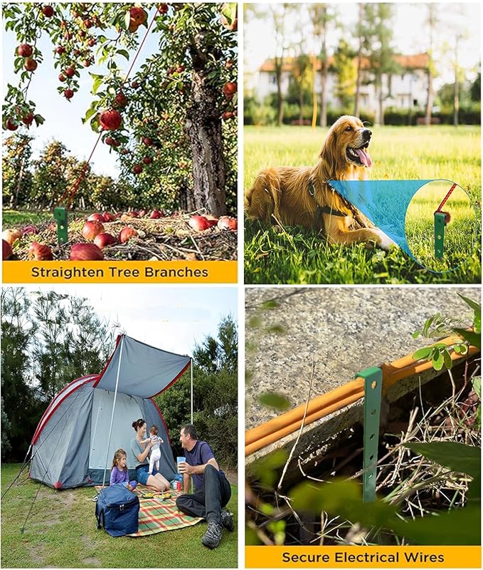 24Pcs Metal Garden Landscape Edging Stakes Green,10in anchoring Stakes Landscape Anchoring Spikes for Terrace Board, Garden Liner, Landscape Edging Coil,Bender Board,Grass Barrier