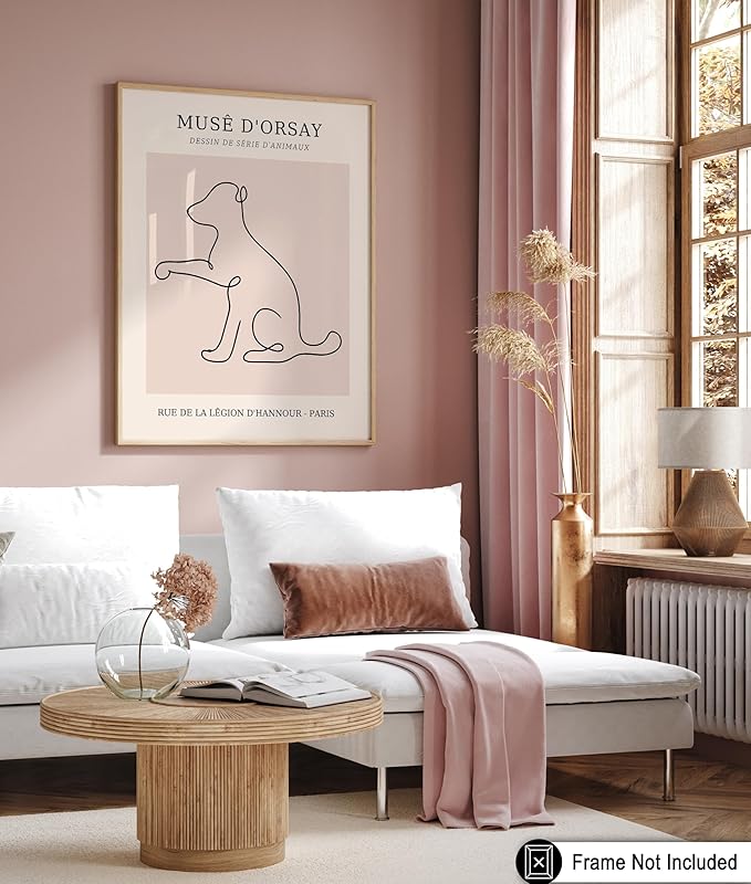 Poster Master Vintage Poster - Retro One Line Dog Drawing Print - Dog Art - Minimal Gift for Men, Women, Animal Lover - Abstract Wall Decor for Home, Office, Bedroom - 16x20 UNFRAMED Wall Art